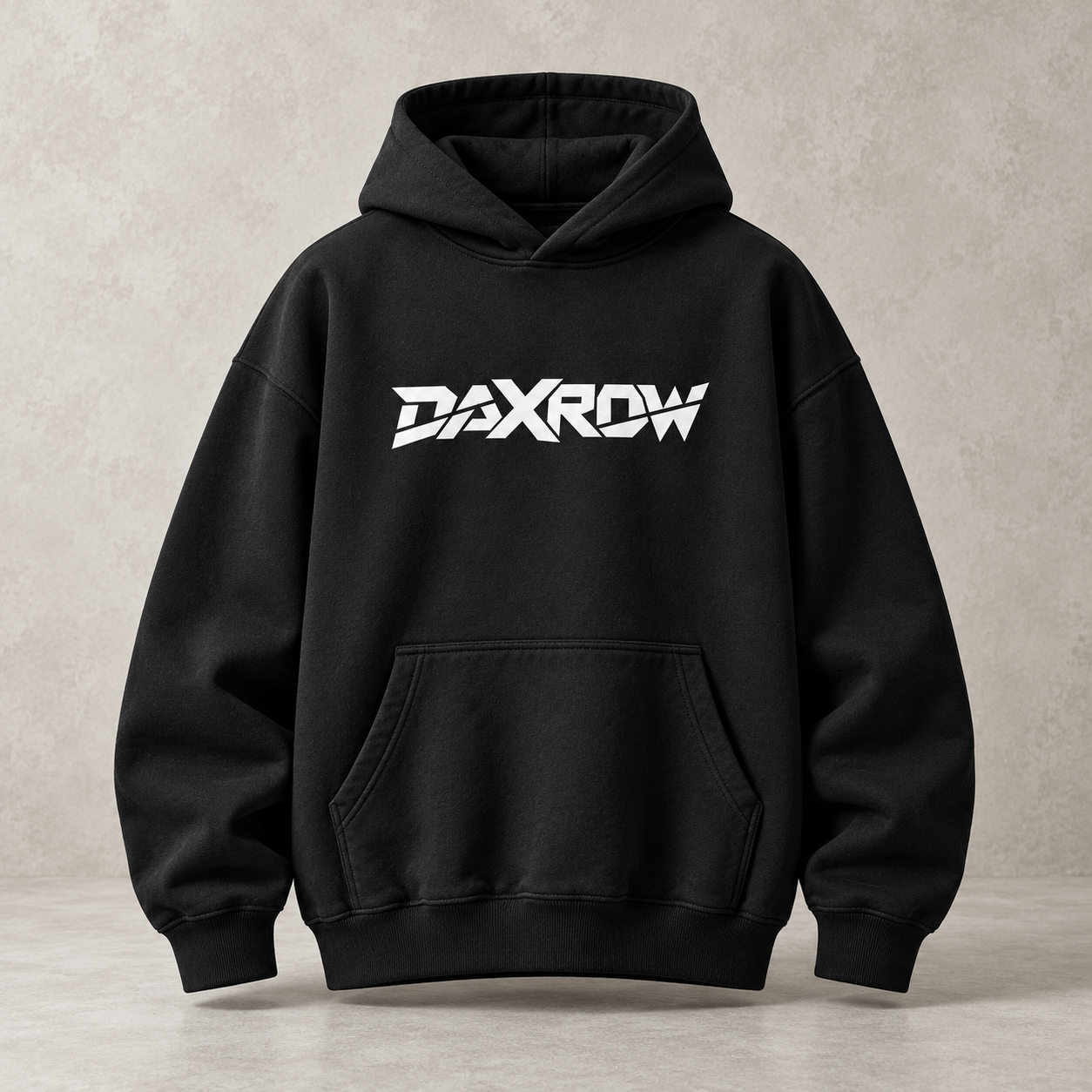 Visuel de concept : sweat à capuche noir DAXROW